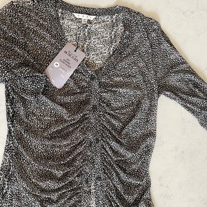 CAbi “On the clock” gathered placket blouse- medium